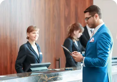 man near the reception desk